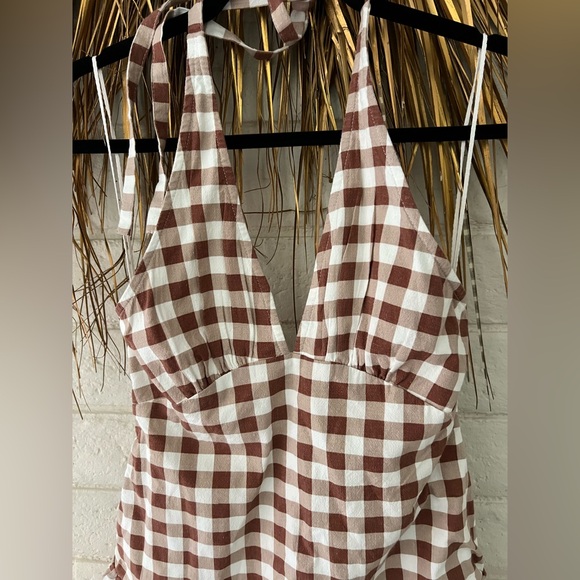 Free People Checkered Halter Midi Dress - Picture 2 of 6